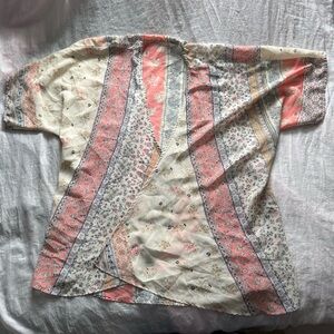 Women's Cream and Pink Boho Cardigan